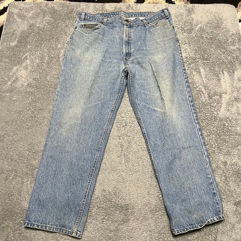 Levi's 540 Jeans Mens 42 x30 Vintage 1980s Blue Denim Leather Tab USA ***